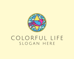 Colorful Bird Stained Glass logo design