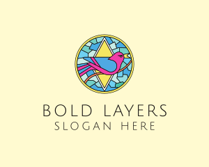 Colorful Bird Stained Glass logo design