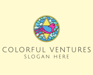 Colorful Bird Stained Glass logo design