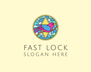 Colorful Bird Stained Glass logo design