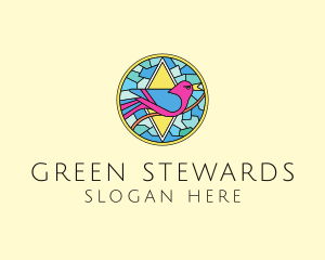 Colorful Bird Stained Glass logo design