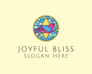 Colorful Bird Stained Glass logo design