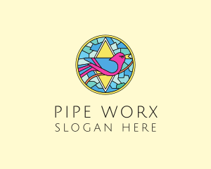 Colorful Bird Stained Glass logo design