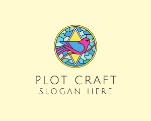 Colorful Bird Stained Glass logo design