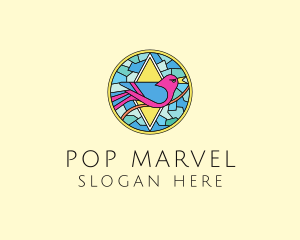 Colorful Bird Stained Glass logo design