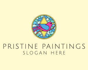 Colorful Bird Stained Glass logo design