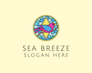 Colorful Bird Stained Glass logo design