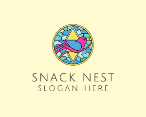 Colorful Bird Stained Glass logo design