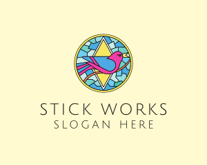 Colorful Bird Stained Glass logo design