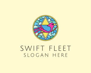 Colorful Bird Stained Glass logo design