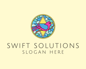 Colorful Bird Stained Glass logo design