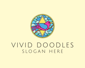 Colorful Bird Stained Glass logo design