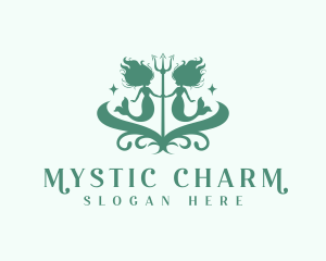 Mystical Mermaid Trident logo design