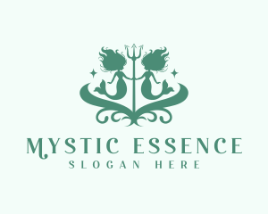 Mystical Mermaid Trident logo design