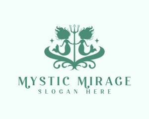 Mystical Mermaid Trident logo design