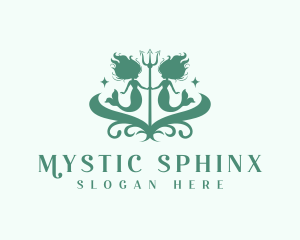 Mystical Mermaid Trident logo design