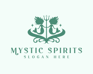 Mystical Mermaid Trident logo design