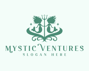 Mystical Mermaid Trident logo design