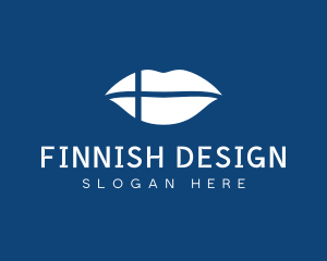 Finland Flag Lips logo design