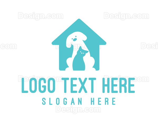 Dog Cat Pet House Logo