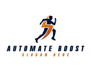 Lightning Sprinting Man logo design