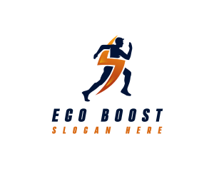 Lightning Sprinting Man logo design