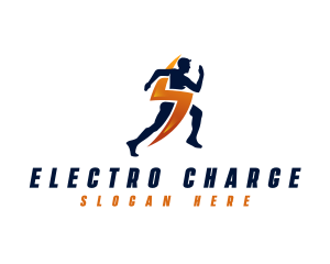 Lightning Sprinting Man logo design