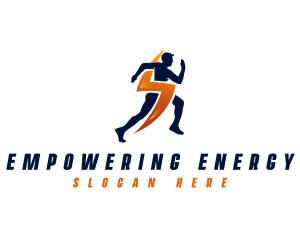 Lightning Sprinting Man logo design