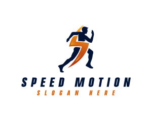 Lightning Sprinting Man logo design