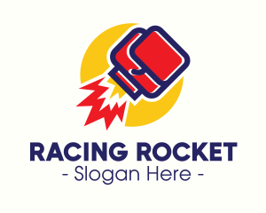 Boxing Gloves Rocket logo design