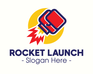 Boxing Gloves Rocket logo design