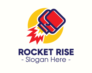 Boxing Gloves Rocket logo design