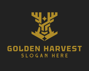 Golden Deer Animal logo design