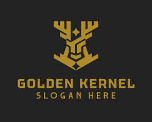 Golden Deer Animal logo design