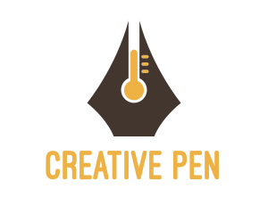 Pen Nib Thermometer logo design