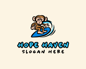 Cartoon Monkey Surf Logo