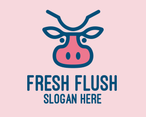 Blue & Pink Cow logo design