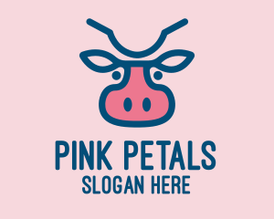 Blue & Pink Cow logo design