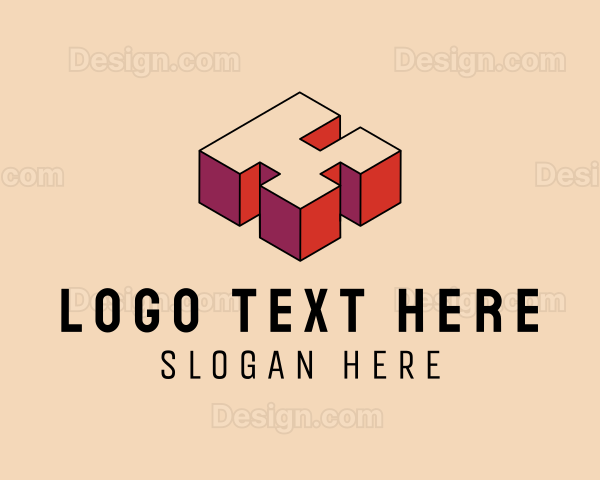 Isometric 3D Pixel Letter K Logo