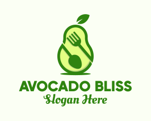 Avocado Spoon Fork logo design