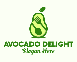 Avocado Spoon Fork logo design