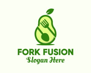 Avocado Spoon Fork logo design