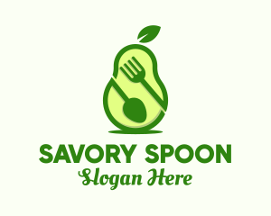 Avocado Spoon Fork logo design