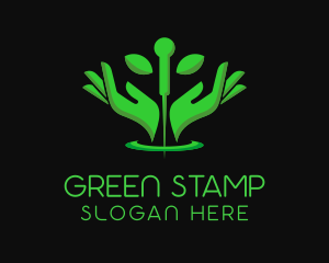 Green Acupuncture Hands  logo design