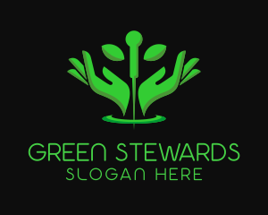 Green Acupuncture Hands  logo design