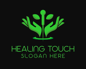 Green Acupuncture Hands  logo design