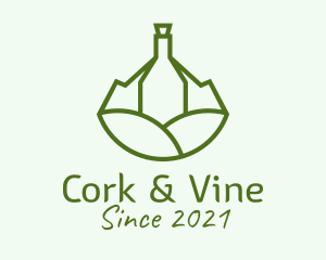 Wine Bottle Vineyard  logo design