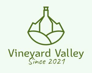 Wine Bottle Vineyard  logo design