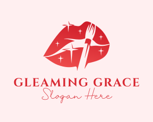 Red Sparkling Lips logo design