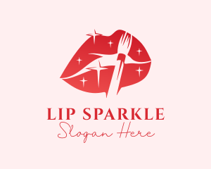 Red Sparkling Lips logo design